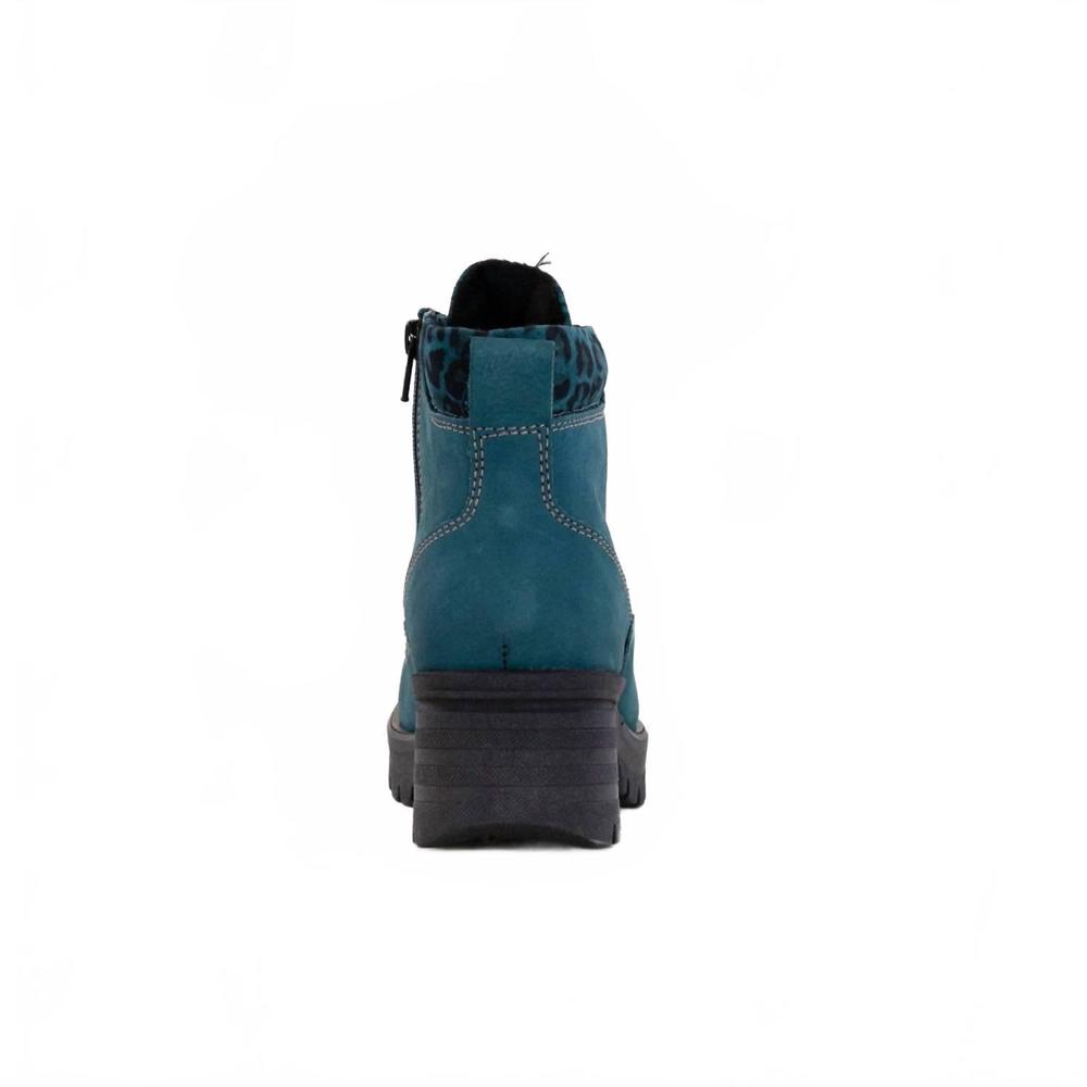 NEW DROMEDARIS women's karlie lace-up ankle boot in teal/leo - Picture 4 of 4